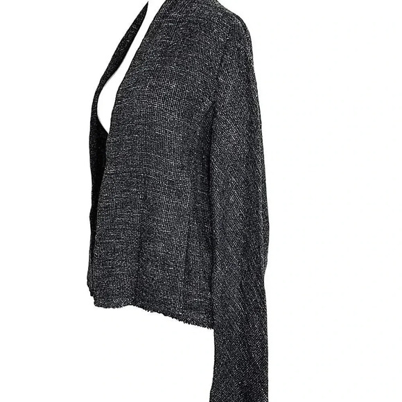 Eileen Fisher Wool Linen Blend Open Front Cardigan Sweater Size M Marled Gray - Picture 3 of 14